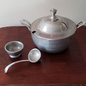 Wilton Pewter Tureen, Ladel, Drip Cup